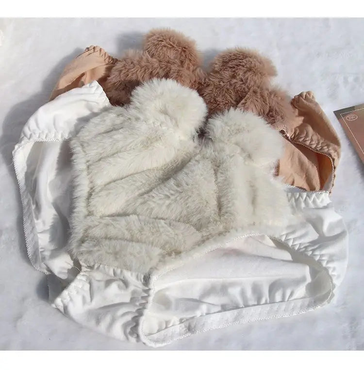 Sexy Plush Fur Bra and Panties