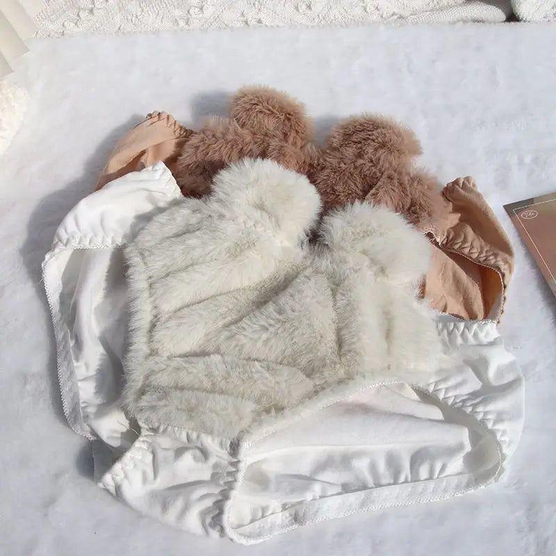 Sexy Plush Fur Bra and Panties