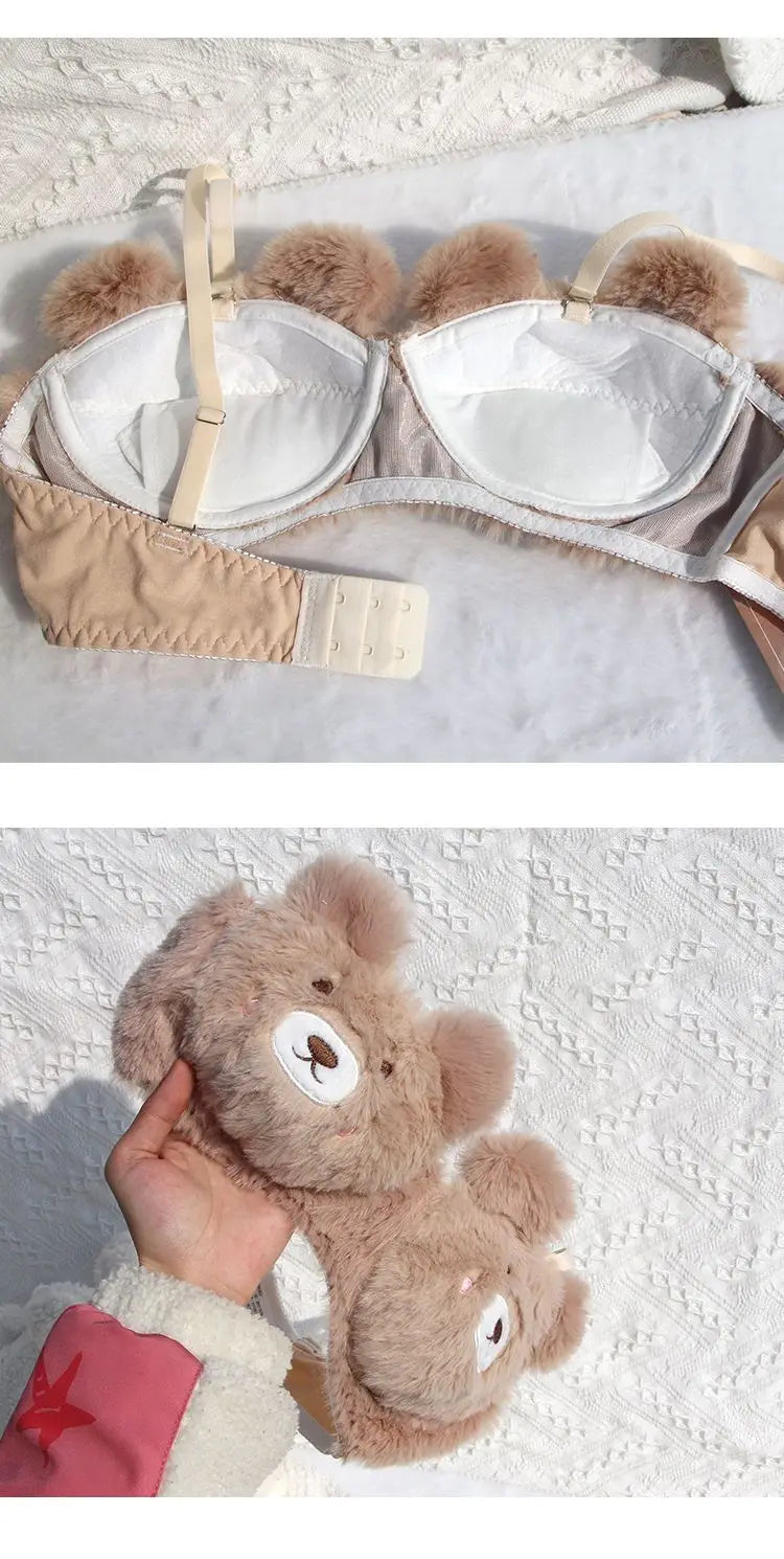 Sexy Plush Fur Bra and Panties
