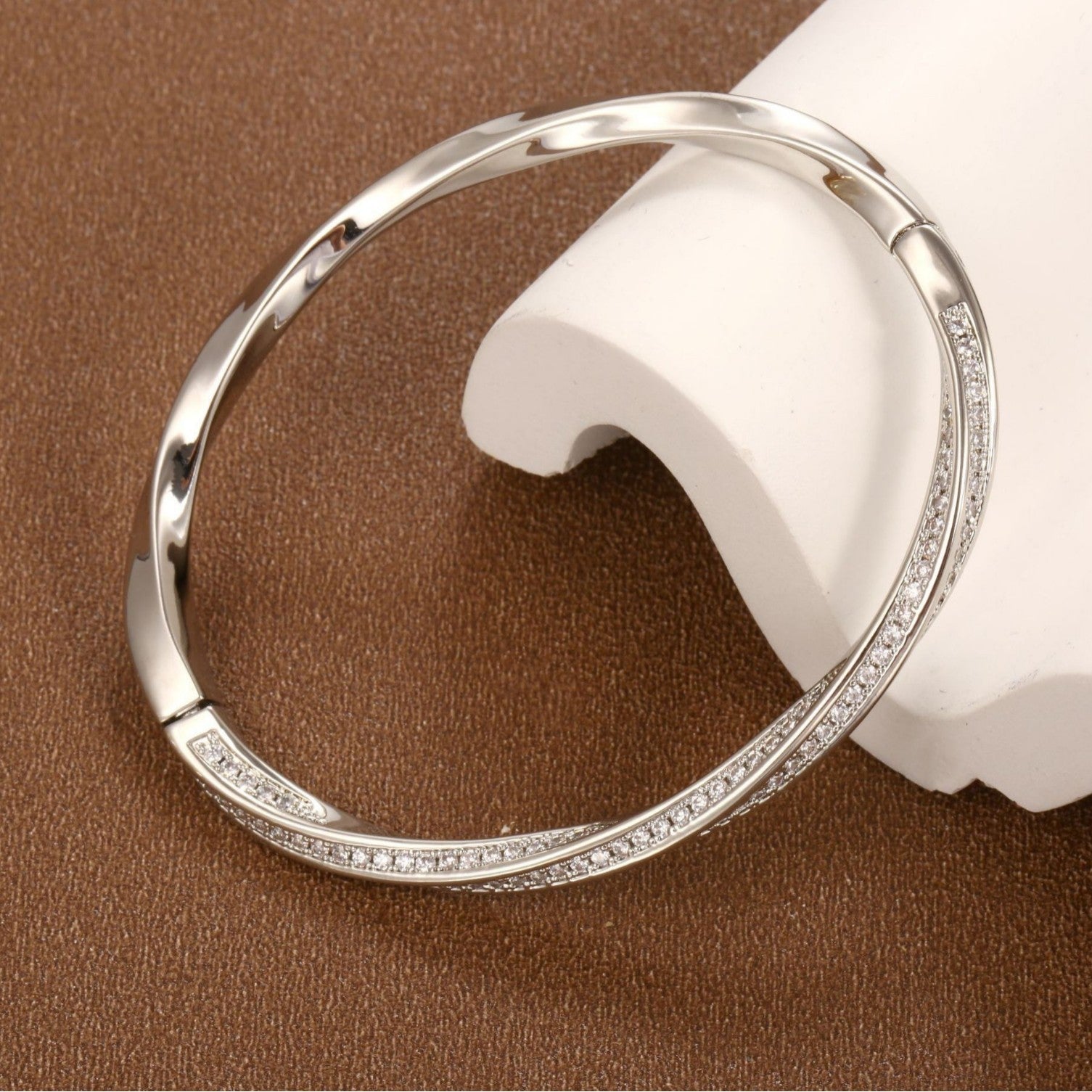Affordable Luxury Fashion Half Circle Full Diamond Mobius Bracelet