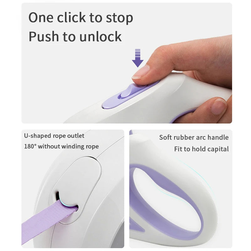 Retractable Dog Leash with LED Light – Durable Pet Lead for Dogs & Cats