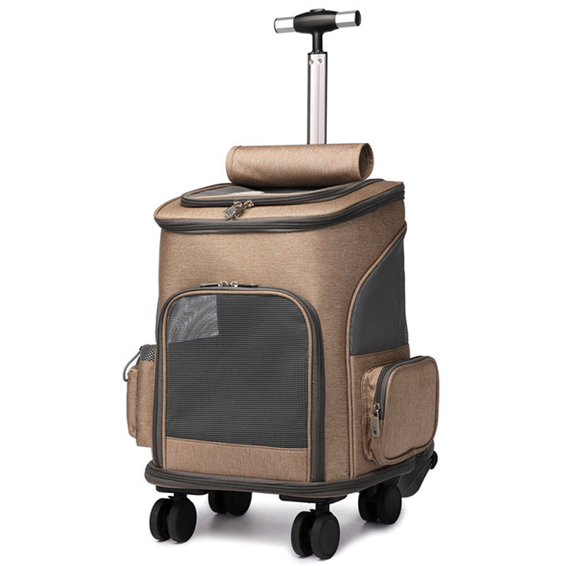 Portable Folding Trolley Pet Backpack with Wheels