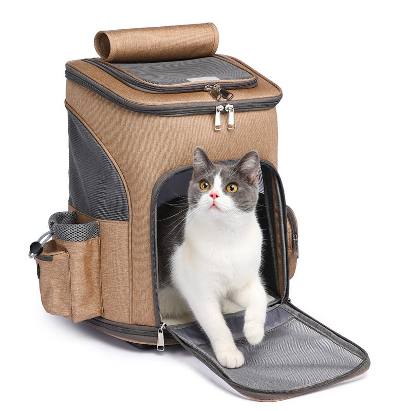 Portable Folding Trolley Pet Backpack with Wheels