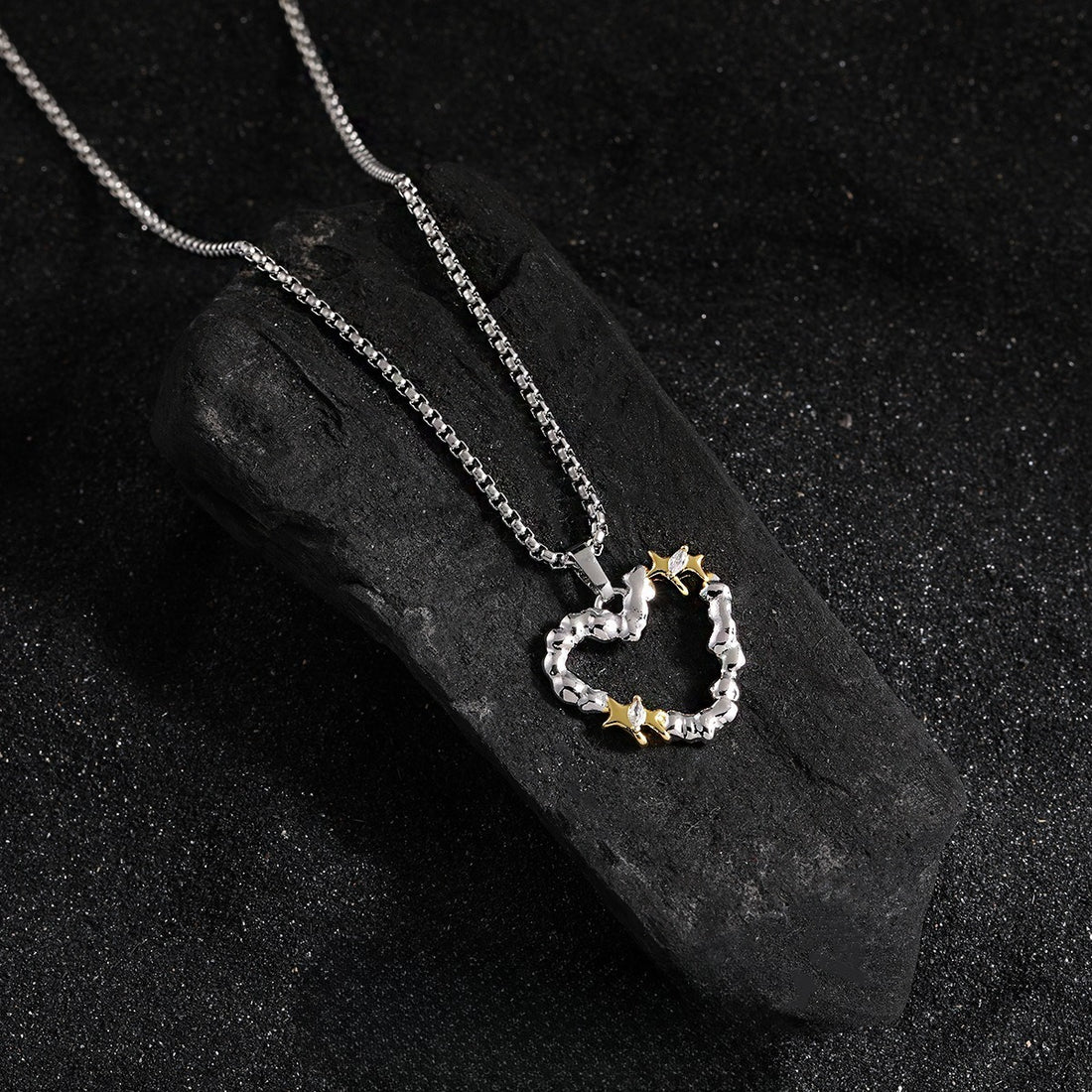 Personalized Hip Hop Style Irregular Heart Titanium Steel Necklace