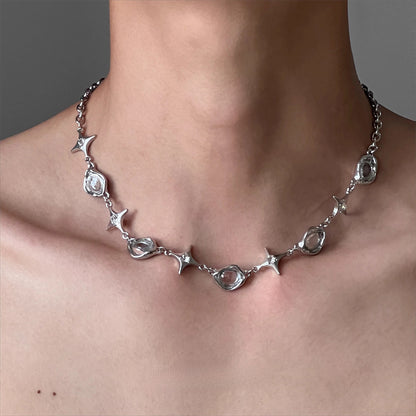 Asterism Bubble Irregular Metal Cold Style Hip Hop Men And Women Clavicle Chain