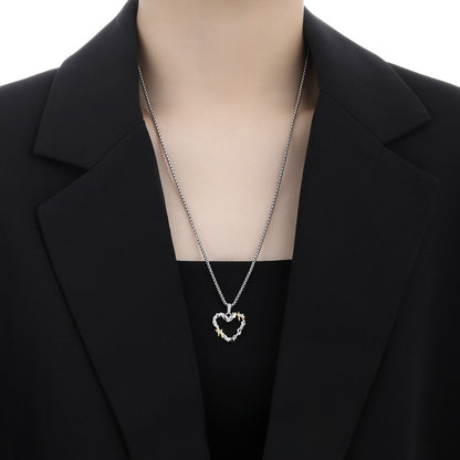 Personalized Hip Hop Style Irregular Heart Titanium Steel Necklace