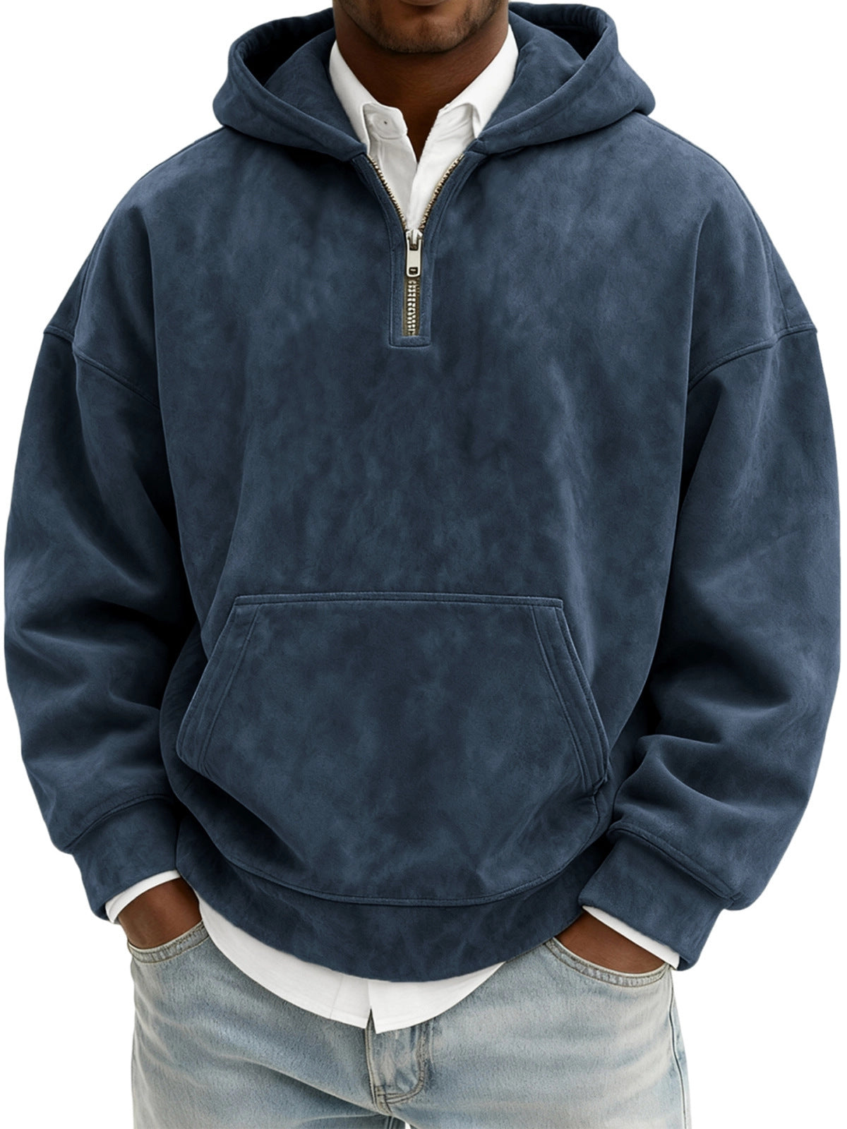 Hoodie Half Zipper Solid Color Loose Sweater