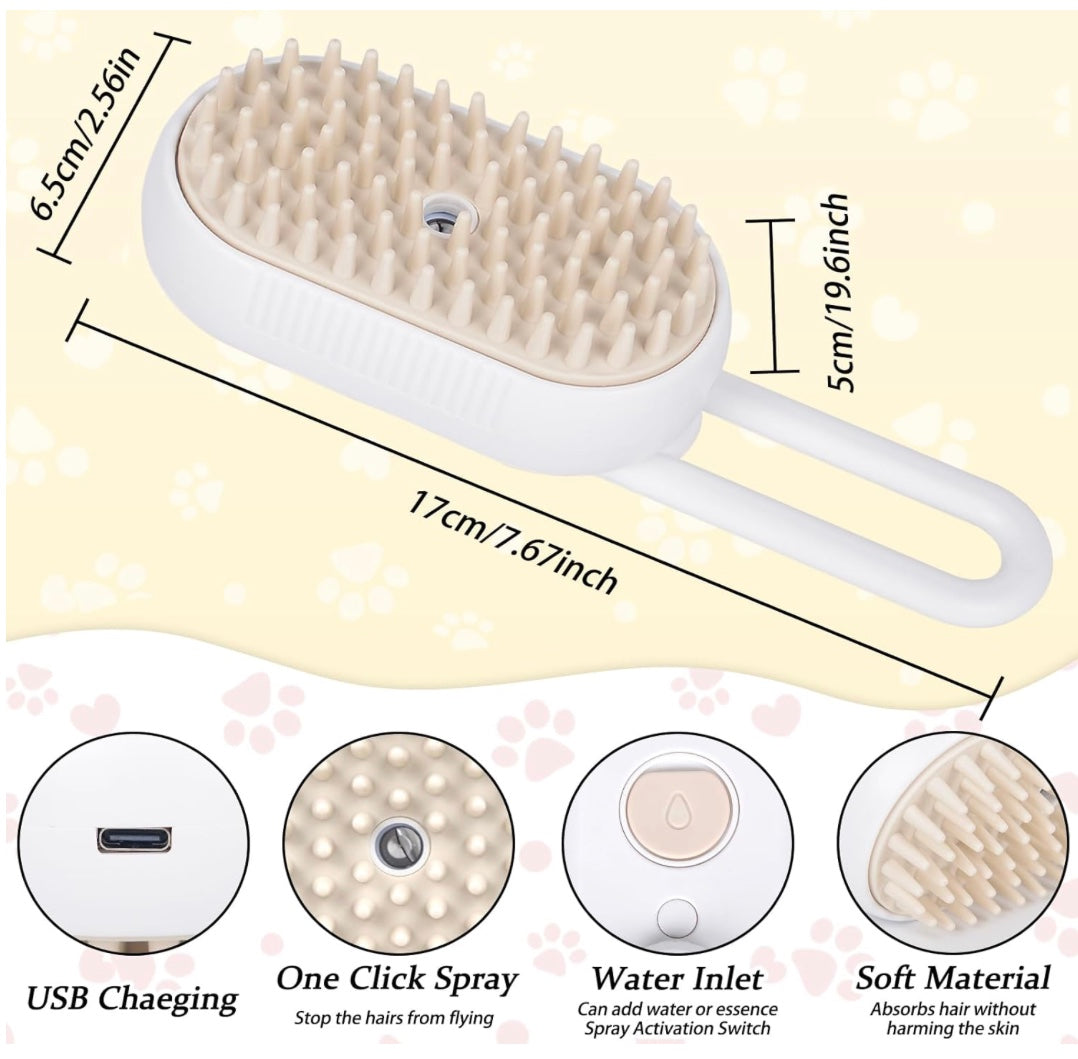 Pet Steamy Grooming Brush – For Cats & Dogs