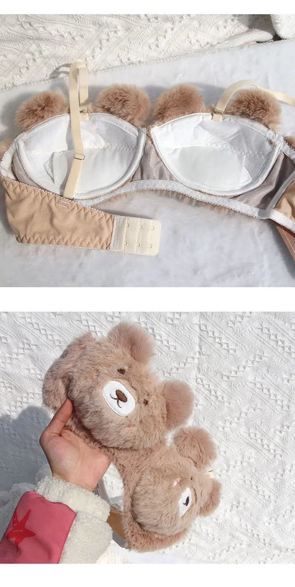 Sexy Plush Fur Bra and Panties