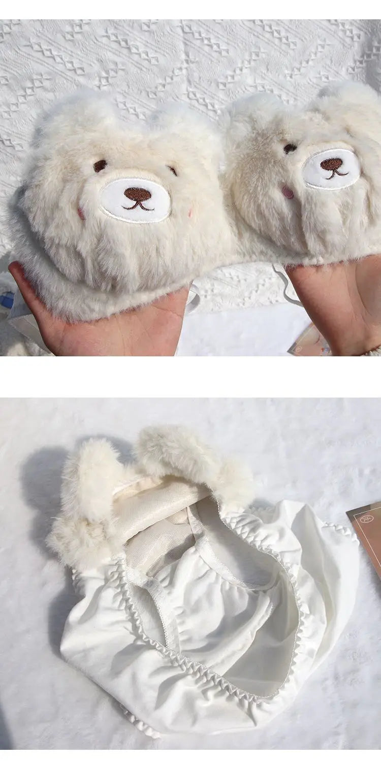Sexy Plush Fur Bra and Panties