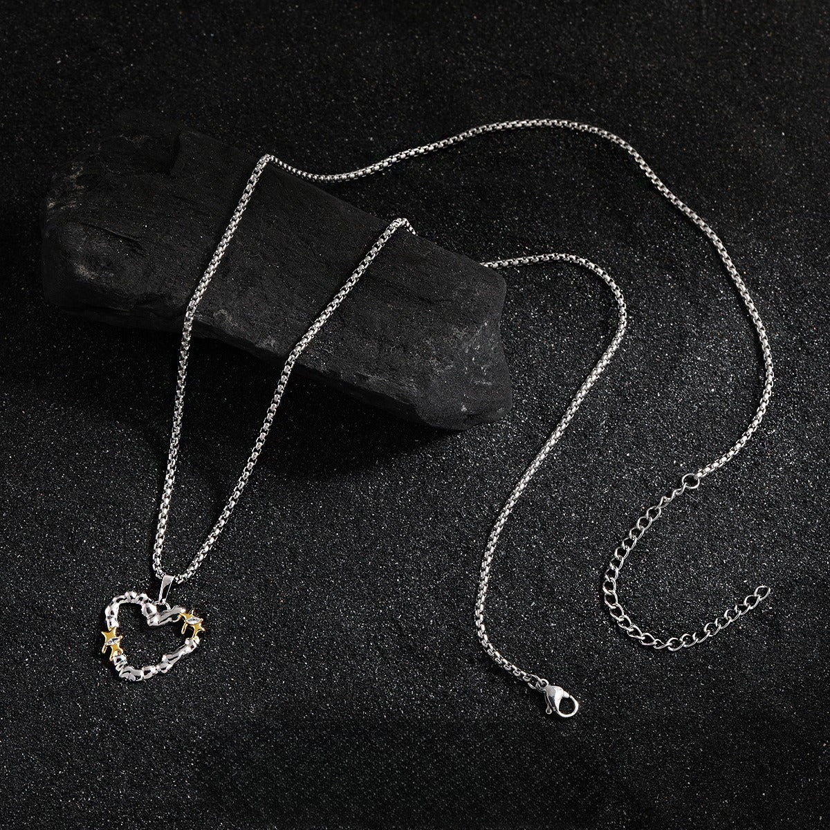 Personalized Hip Hop Style Irregular Heart Titanium Steel Necklace