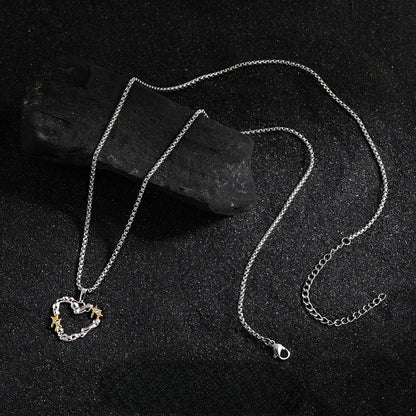 Personalized Hip Hop Style Irregular Heart Titanium Steel Necklace