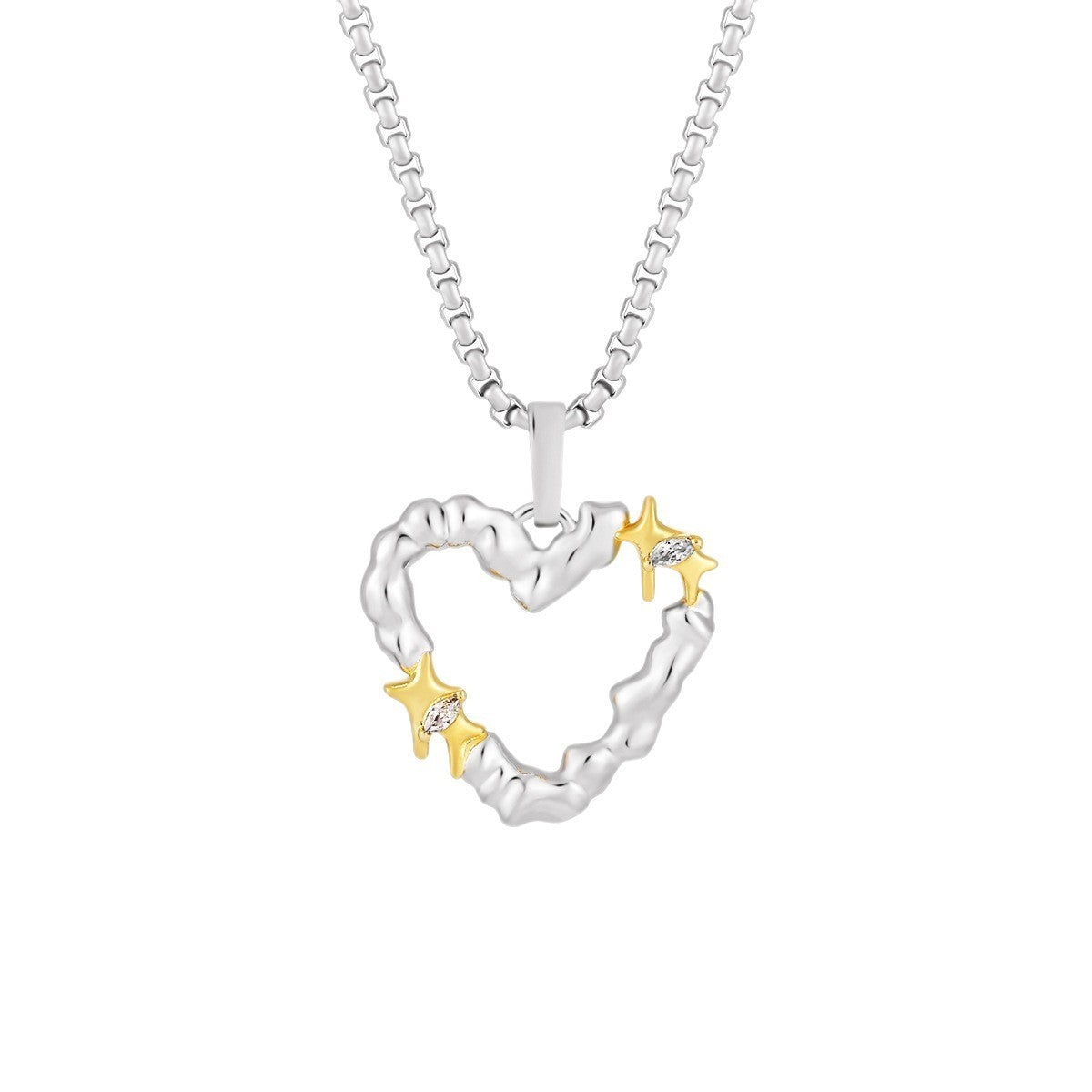Personalized Hip Hop Style Irregular Heart Titanium Steel Necklace