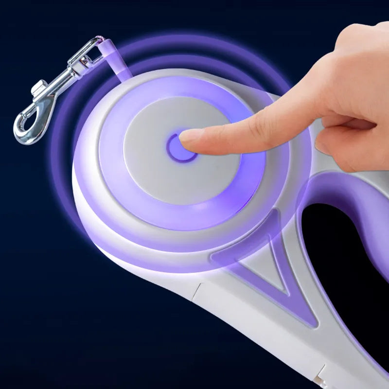 Retractable Dog Leash with LED Light – Durable Pet Lead for Dogs & Cats